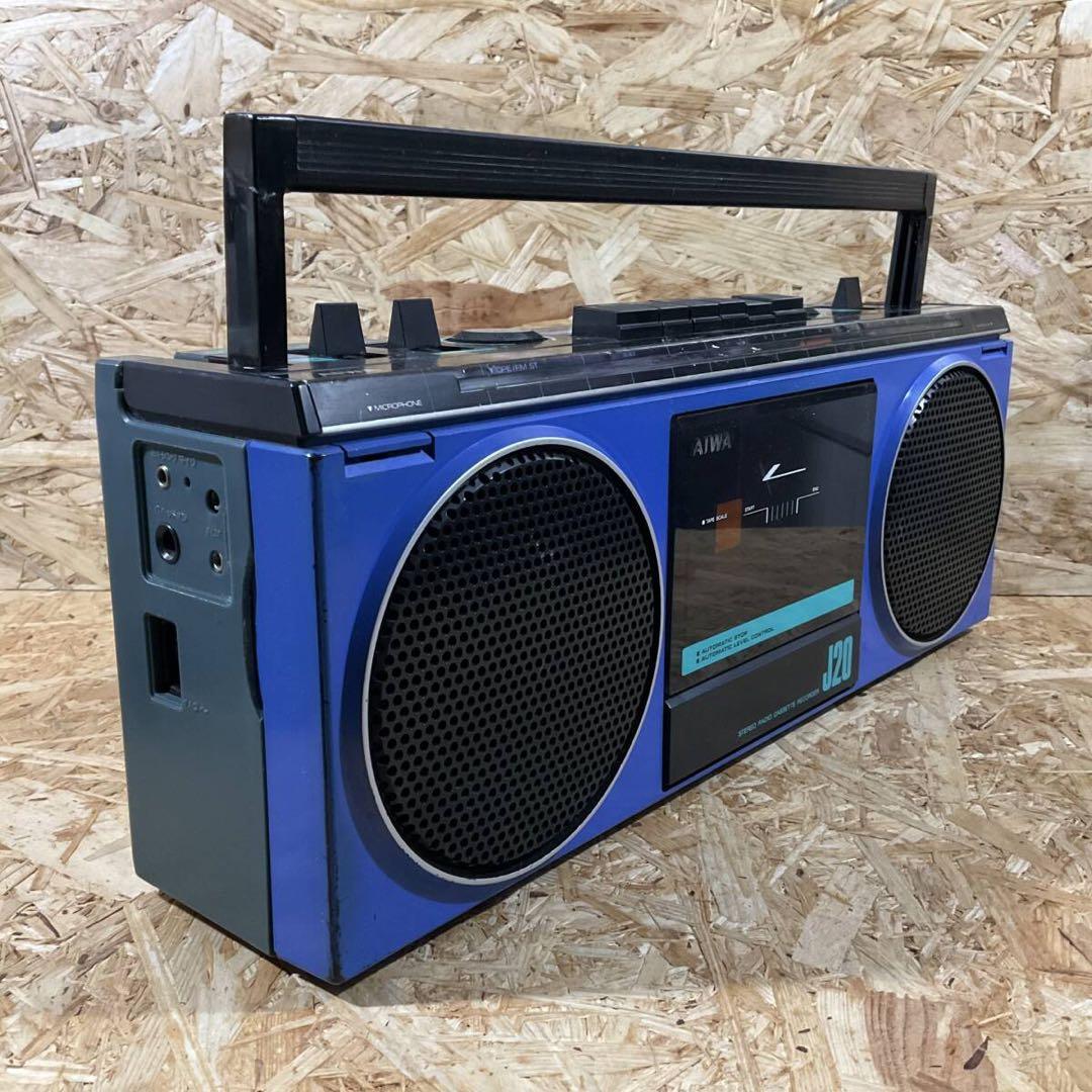 レトロラジカセ AIWA CS-J20 青 AM・FM受信OK／カセット不可