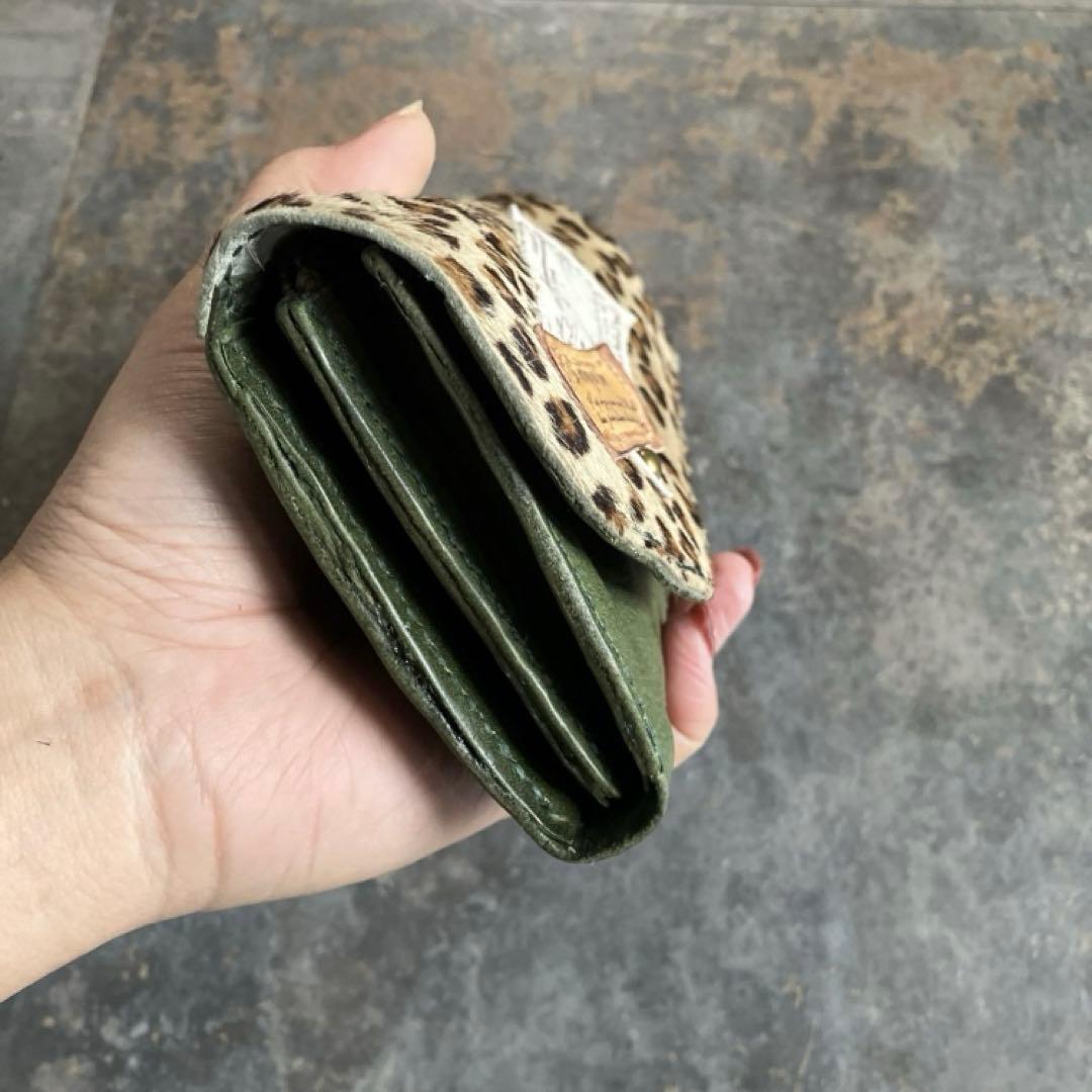 本革☆ハラコ財布　ヌメ革　プルアップカーキ レザー財布　長財布