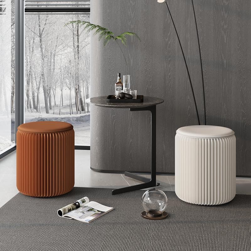 ペーパースツールブラウン2点セットクッション付き折りたたみスツール待合室美容室