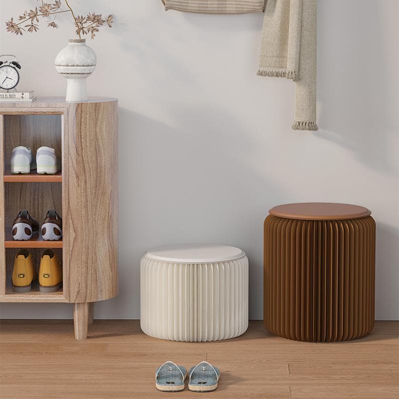 ペーパースツールブラウン2点セットクッション付き折りたたみスツール待合室美容室