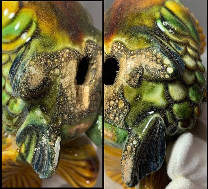 中国 三彩魚置物　f2220733