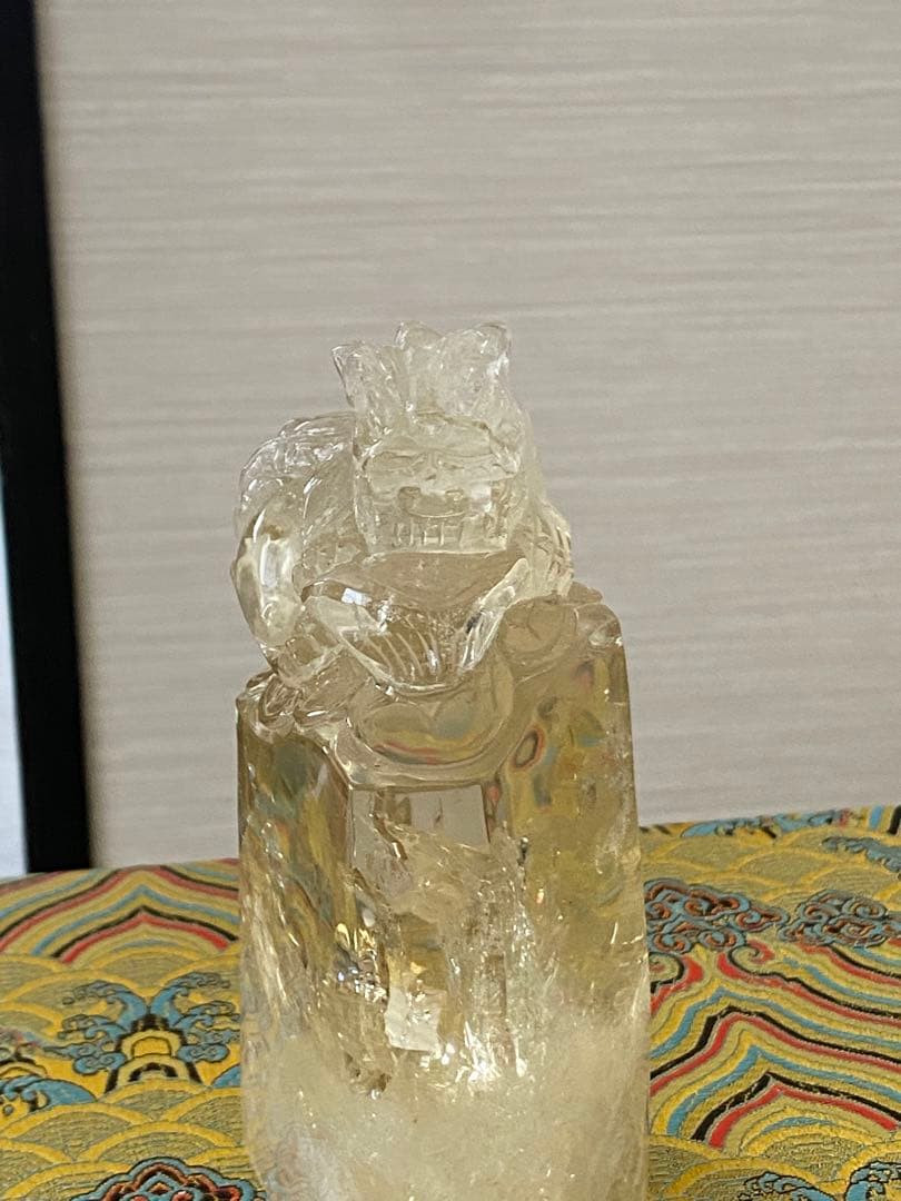 シトリン 水晶　貔貅(ヒキュウ) 虹有り 金運、開運 画像追加