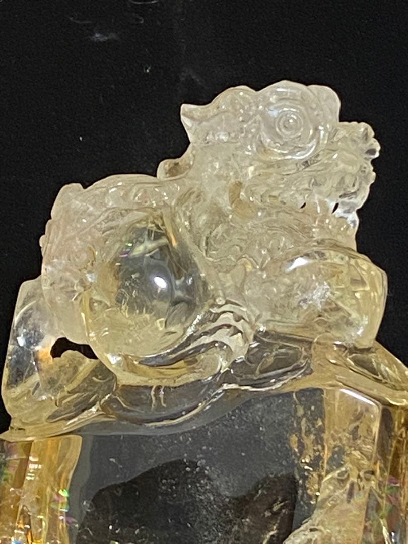 シトリン 水晶　貔貅(ヒキュウ) 虹有り 金運、開運 画像追加