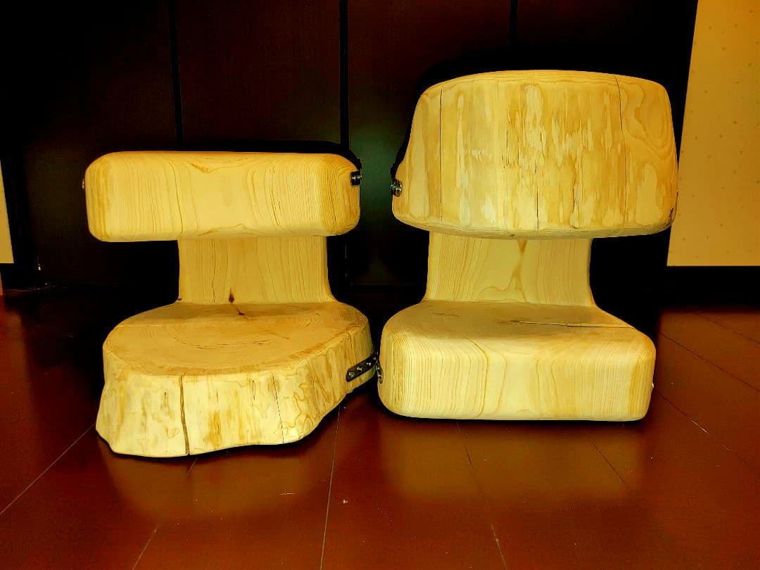 『限定価格』四国霊峰石鎚山産大型 天然ひのき ふたご 椅子 テーブル 花台①②