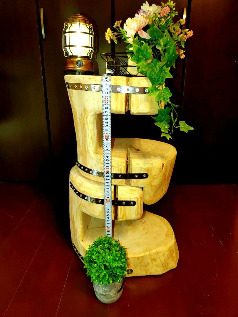 『限定価格』四国霊峰石鎚山産大型 天然ひのき ふたご 椅子 テーブル 花台①②