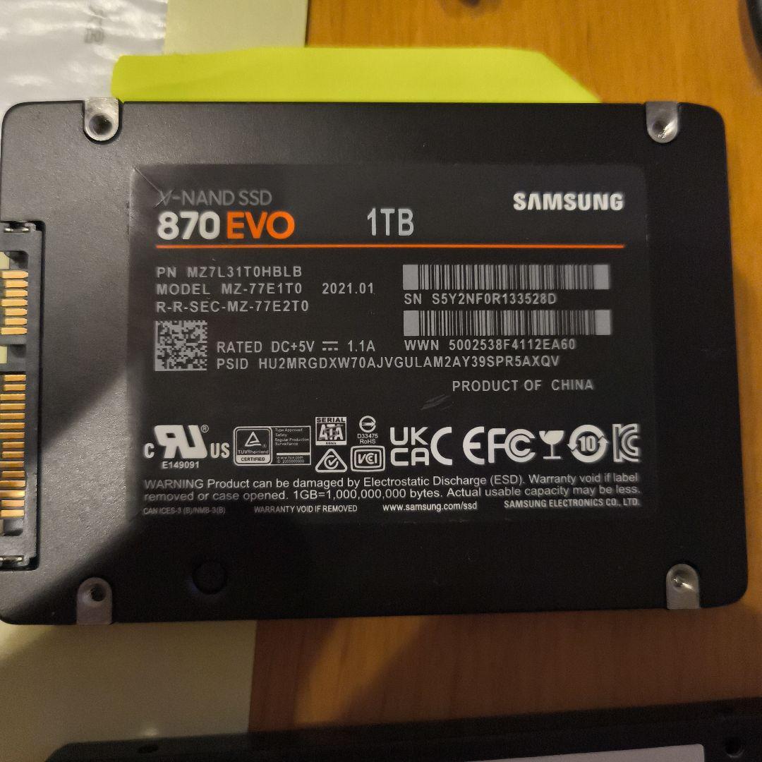 Samsung 870 EVO 1TB & SanDisk 960GB2台セット