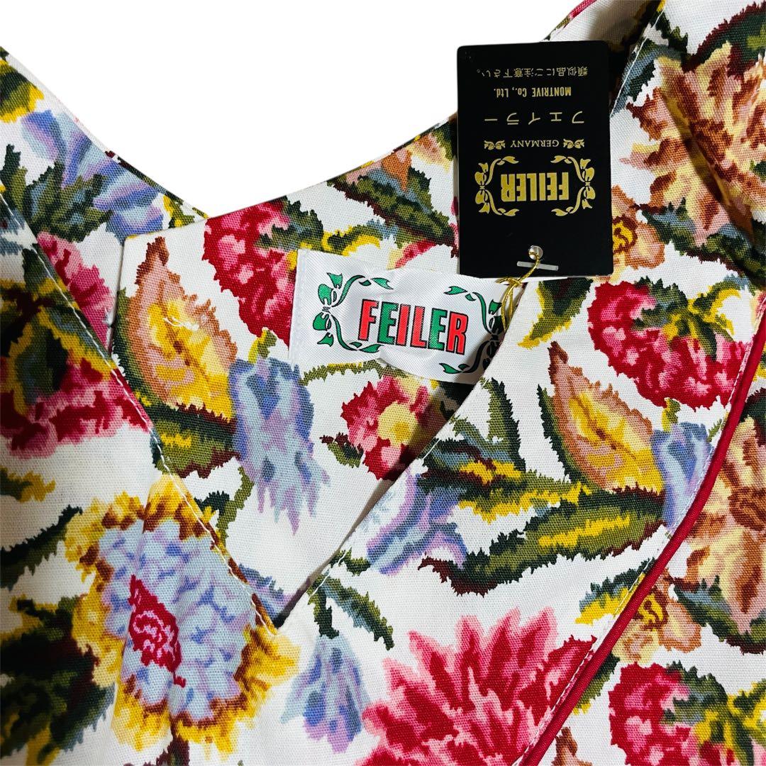 新品タグ付き☆フェイラー 割烹着 エプロン 花柄 被りタイプ