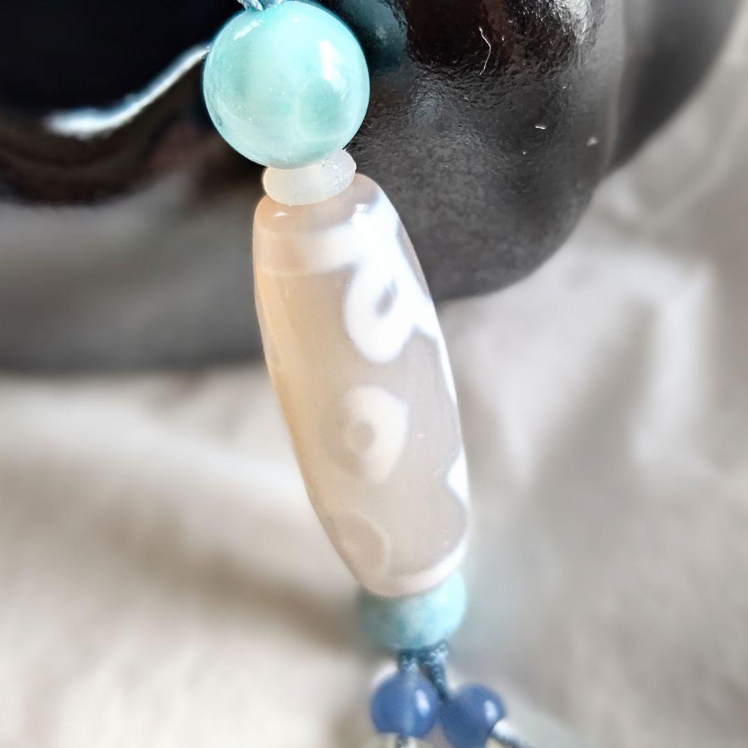 セール◆天珠 天然石 御守り ネックレス【白玉髄 歓喜佛天珠】チベット ラリマー