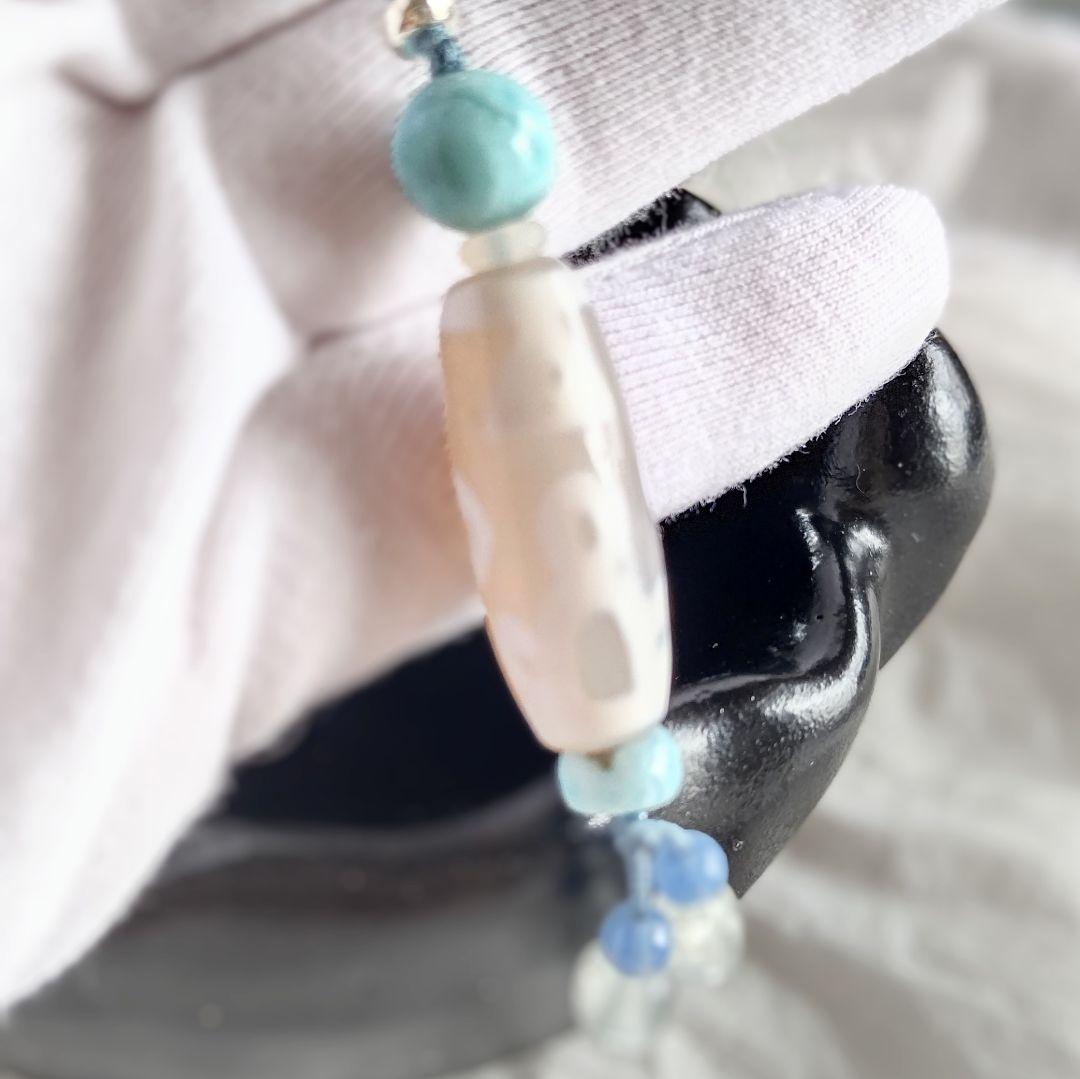 セール◆天珠 天然石 御守り ネックレス【白玉髄 歓喜佛天珠】チベット ラリマー