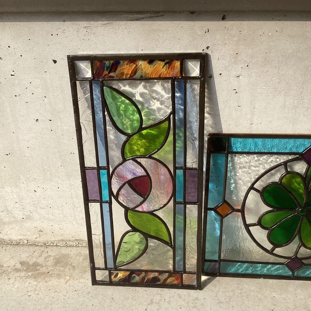 ステンドグラスパネルまとめ売り3点、もんた(1885)