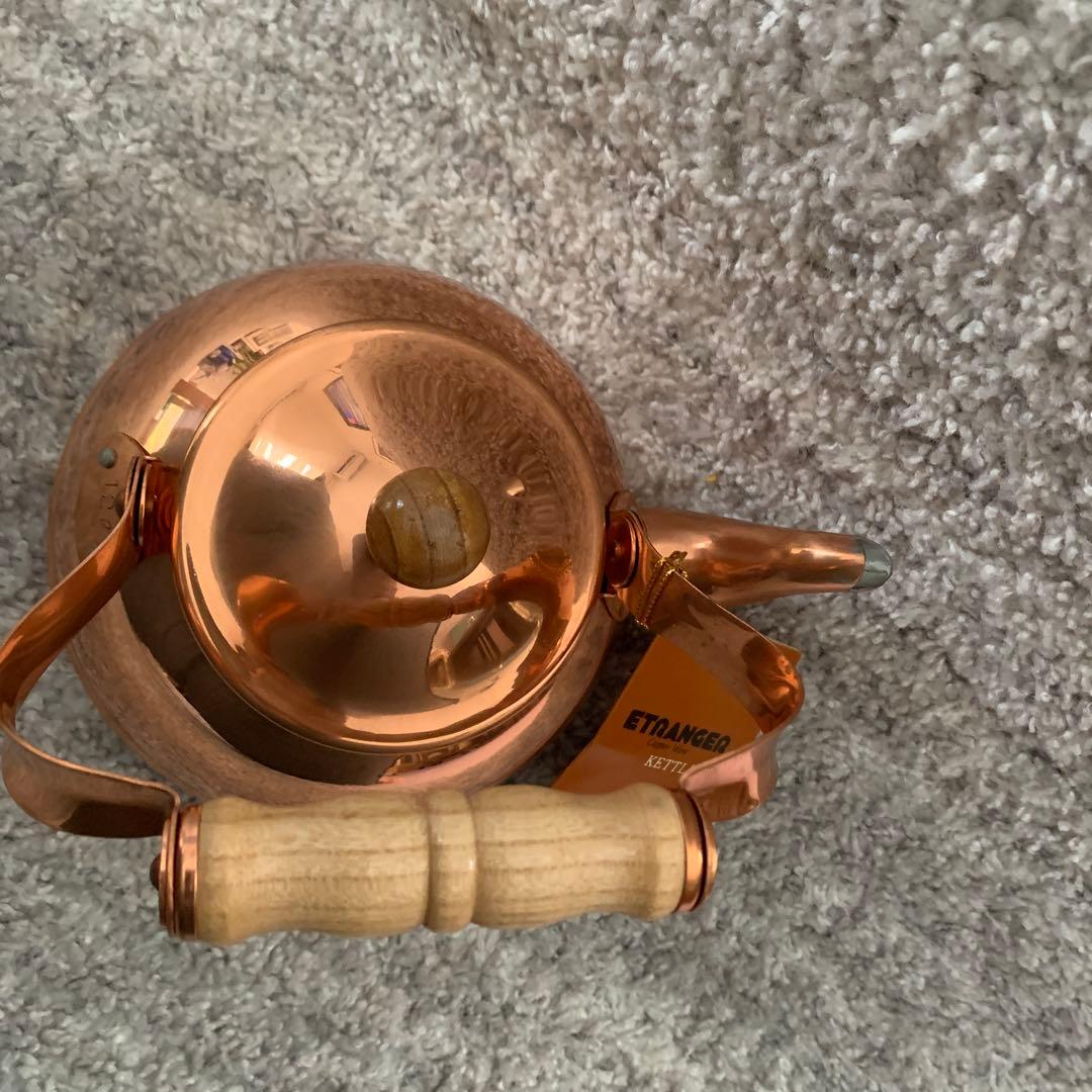 未使用タグ付　兼芝　銅製　やかん　ケトル　キングカパー　1.2ℓ 木製持ち手　燕