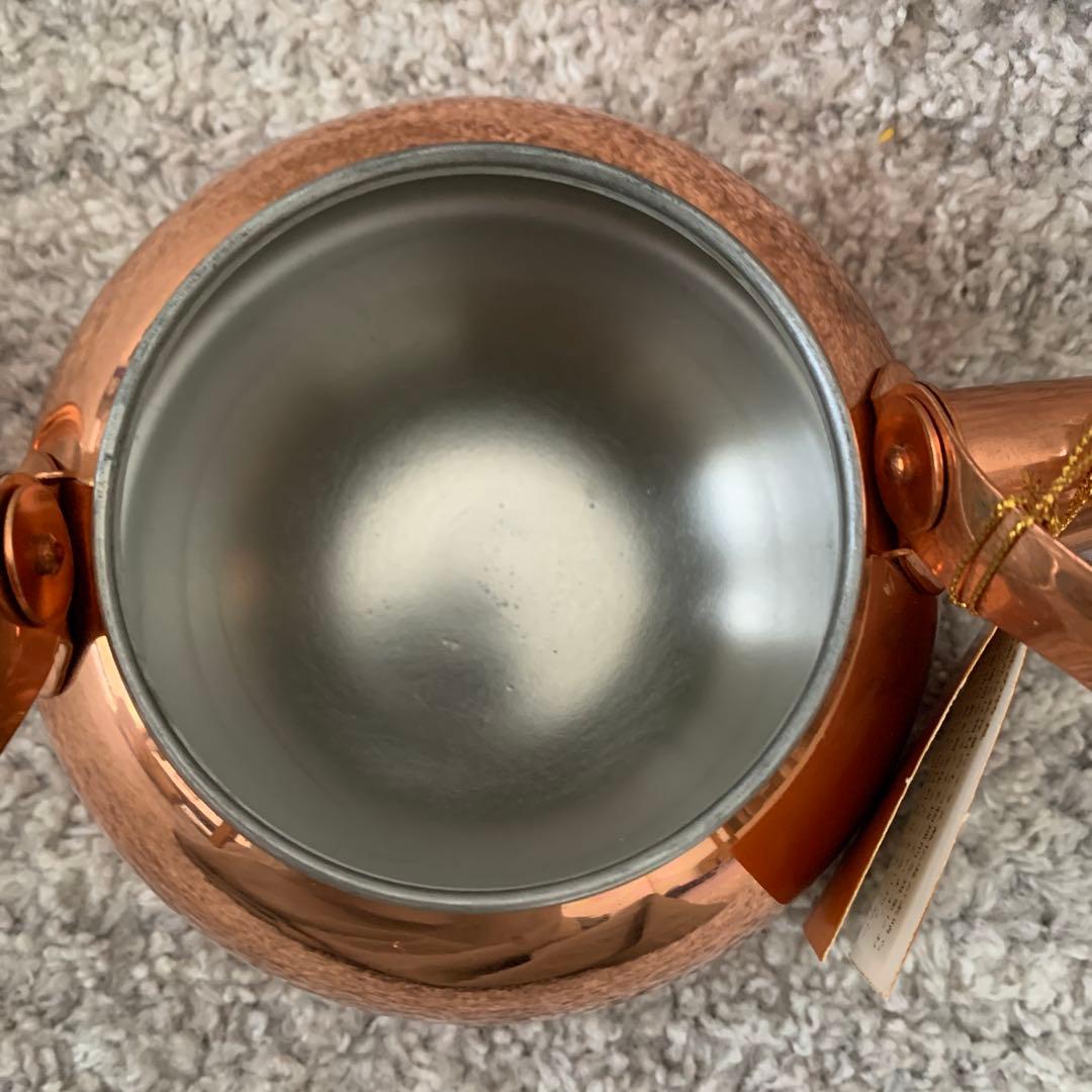 未使用タグ付　兼芝　銅製　やかん　ケトル　キングカパー　1.2ℓ 木製持ち手　燕