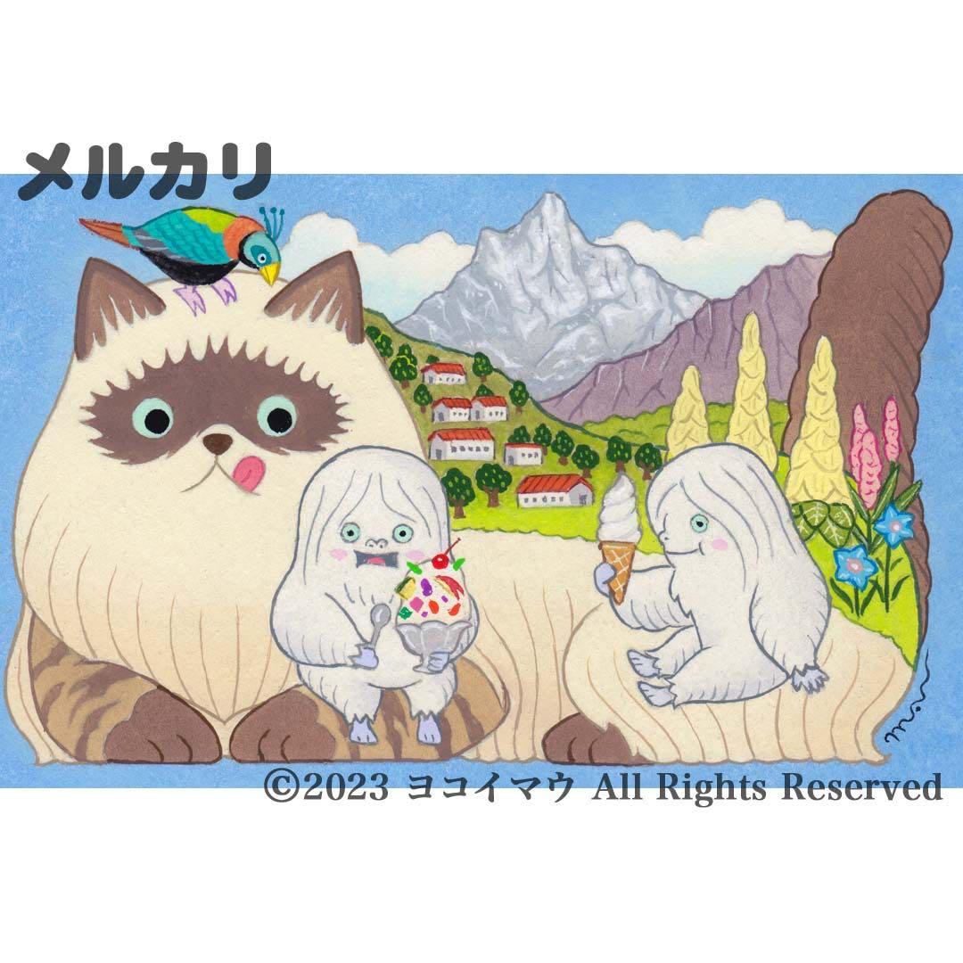 原画「猫の背中になにかある〜ヒマラヤ山脈」ヒマラヤン/猫/イラスト/アート/絵画