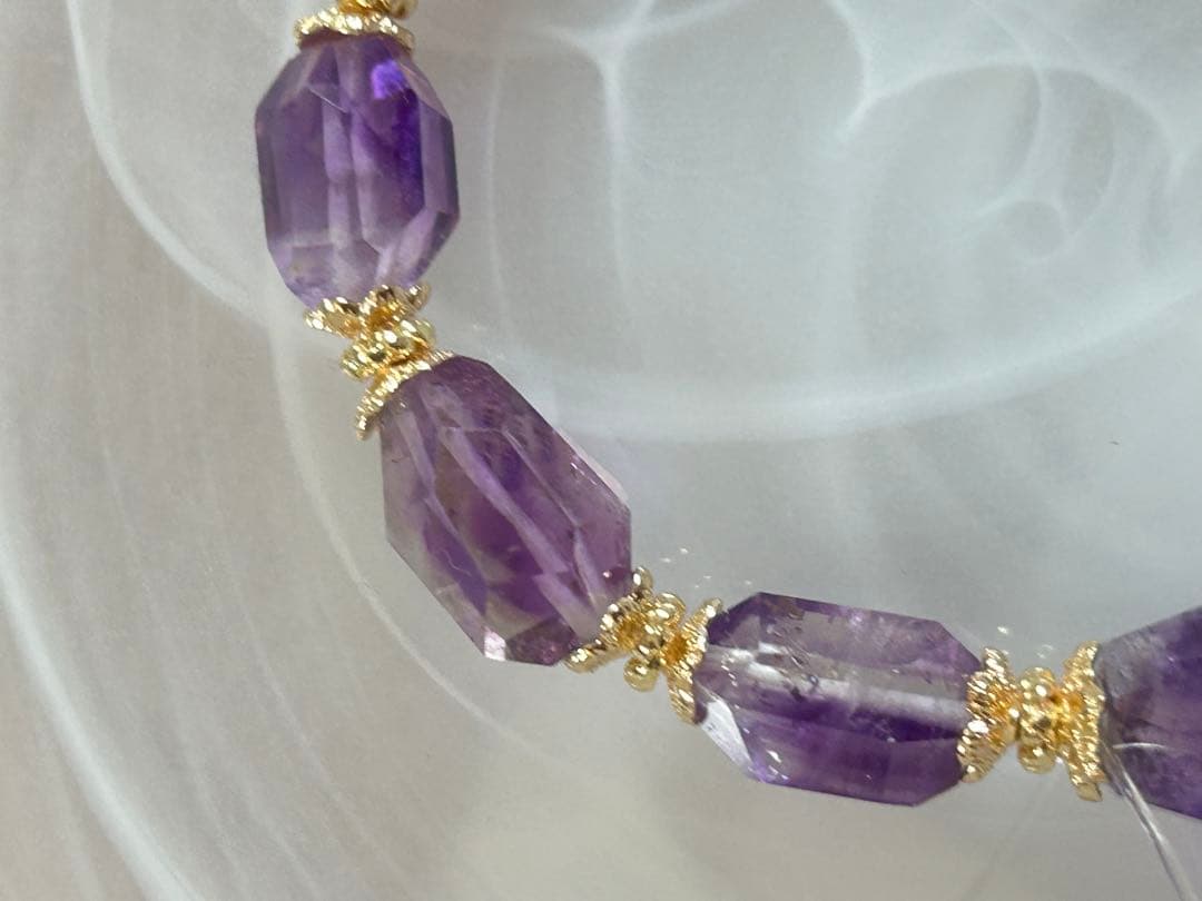 高品質スーパーセブンエレスチャルアメジストフリーフォームブレスレット