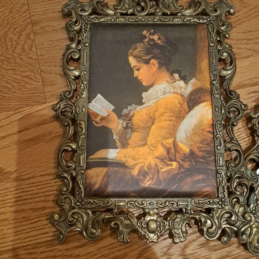 イタリア製　壁掛け布製絵画　２点セット