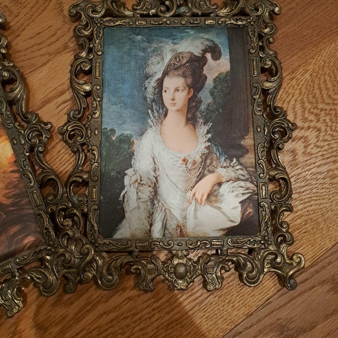 イタリア製　壁掛け布製絵画　２点セット