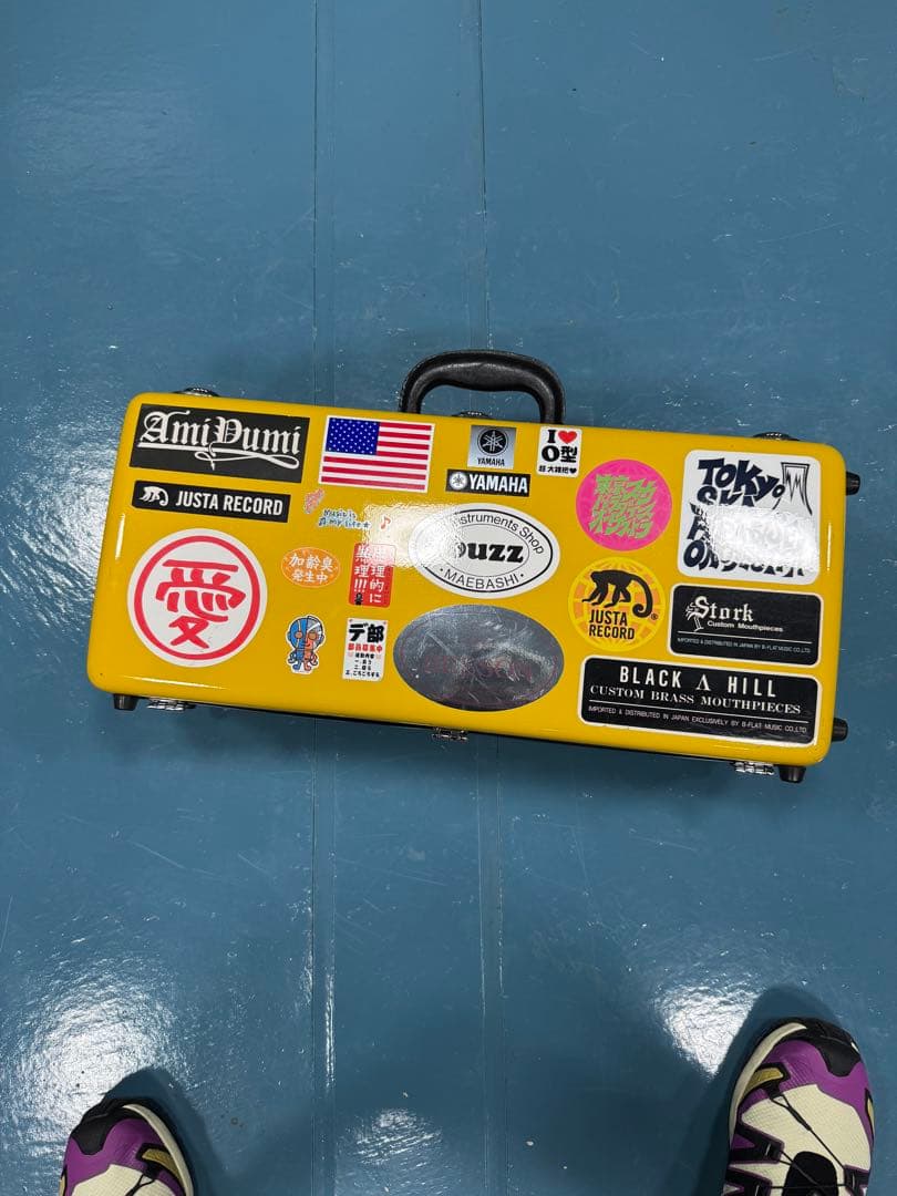 CCシャイニーケース(トランペットダブルケース)イエローステッカー付き