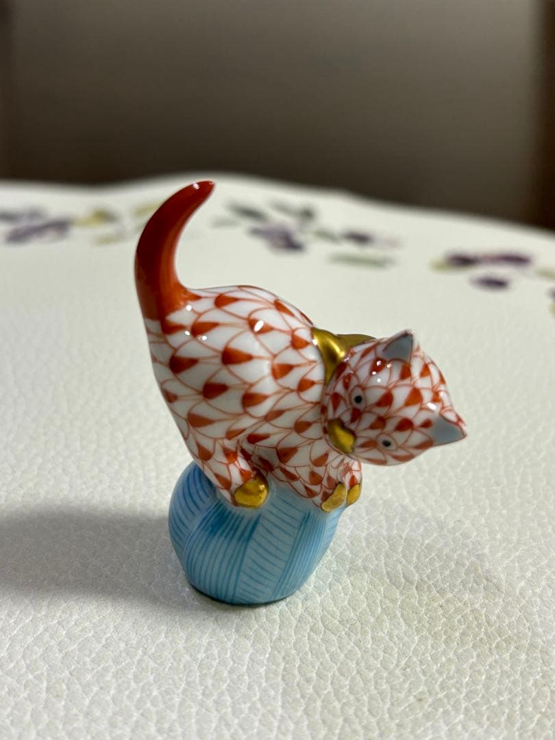 Herend ヘレンド 陶磁器 フィギュア 「玉乗り猫」 3点セット