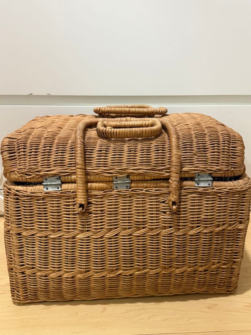 【送料込み】ラタンバスケット　カゴ　籐　ピクニックバスケット