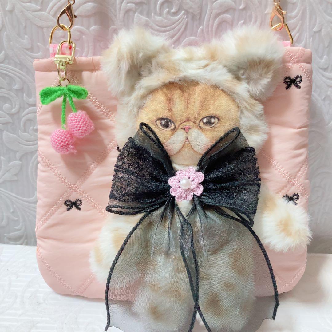 ゆきそら　BIG黒猫バミちゃんサコシュ　コヤンイサムチョン　ラメがキラキラ