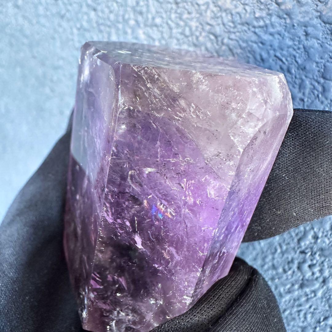 虹入り水晶☆レインボー☆アメトリン 六角柱 パワーストーン天然石 原石A1391