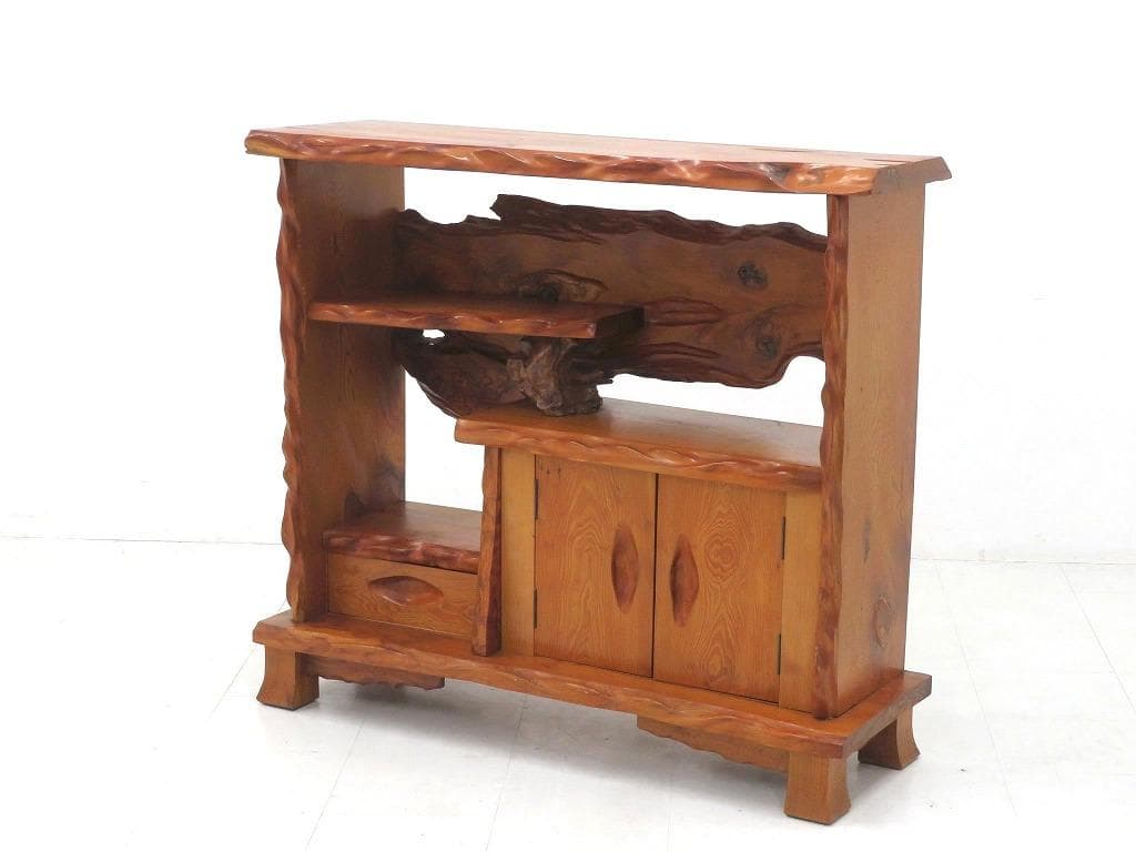 屋久杉　世界遺産　無垢材　サイドボード　飾り棚　和茶　和モダン　シェルフ