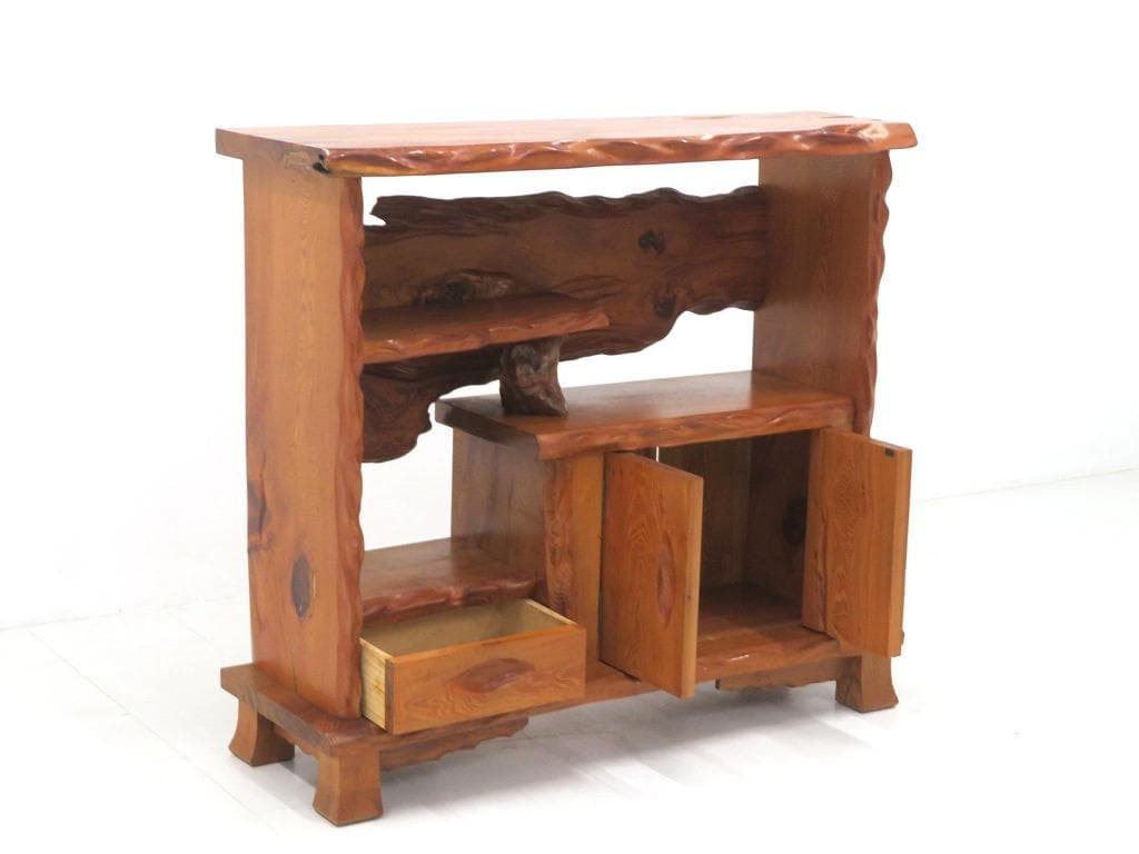 屋久杉　世界遺産　無垢材　サイドボード　飾り棚　和茶　和モダン　シェルフ