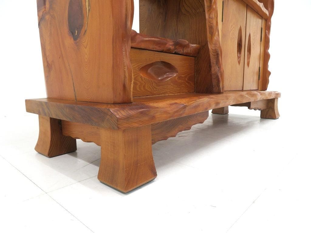 屋久杉　世界遺産　無垢材　サイドボード　飾り棚　和茶　和モダン　シェルフ