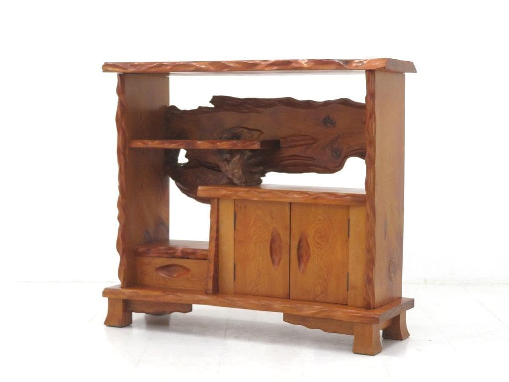 屋久杉　世界遺産　無垢材　サイドボード　飾り棚　和茶　和モダン　シェルフ