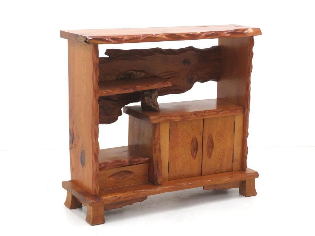 屋久杉　世界遺産　無垢材　サイドボード　飾り棚　和茶　和モダン　シェルフ