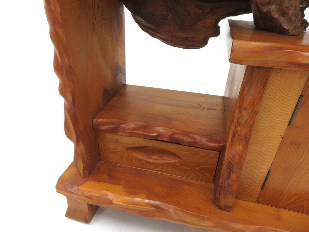 屋久杉　世界遺産　無垢材　サイドボード　飾り棚　和茶　和モダン　シェルフ