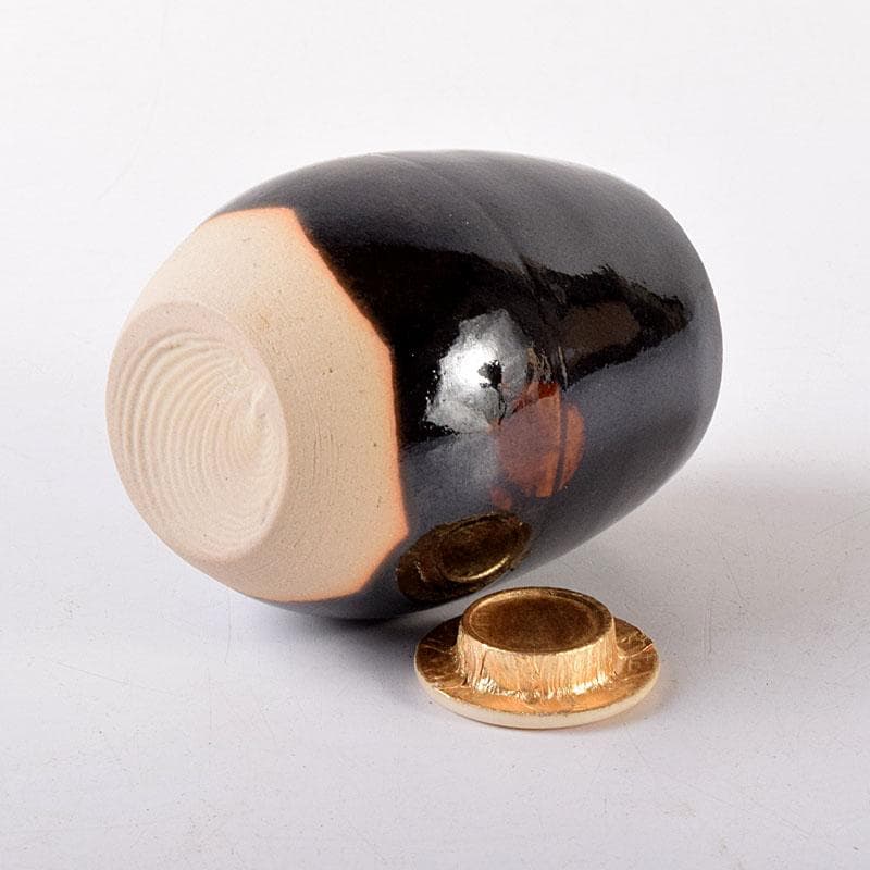 茶道具　京焼　桶谷定一作　肩衝茶入　仕覆付　共箱　V　7350