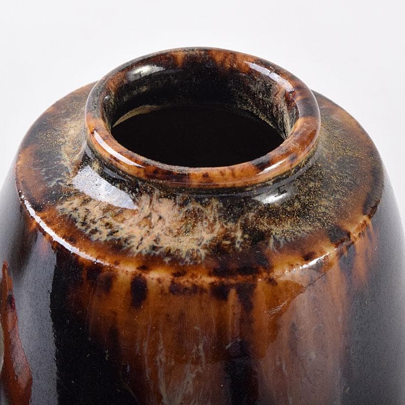 茶道具　京焼　桶谷定一作　肩衝茶入　仕覆付　共箱　V　7350