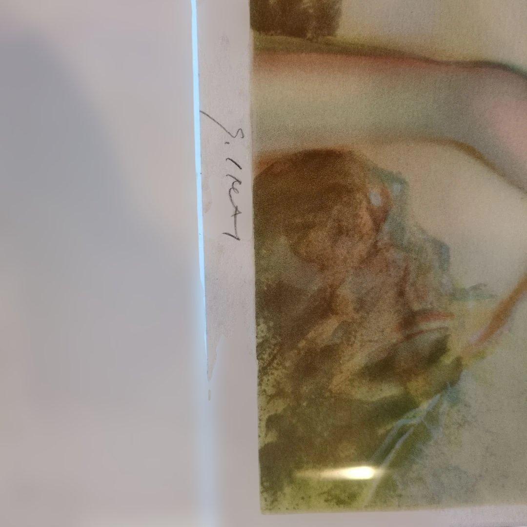 今井幸子　　リトグラフ 黄色い髪飾りの女 額縁69.5×61