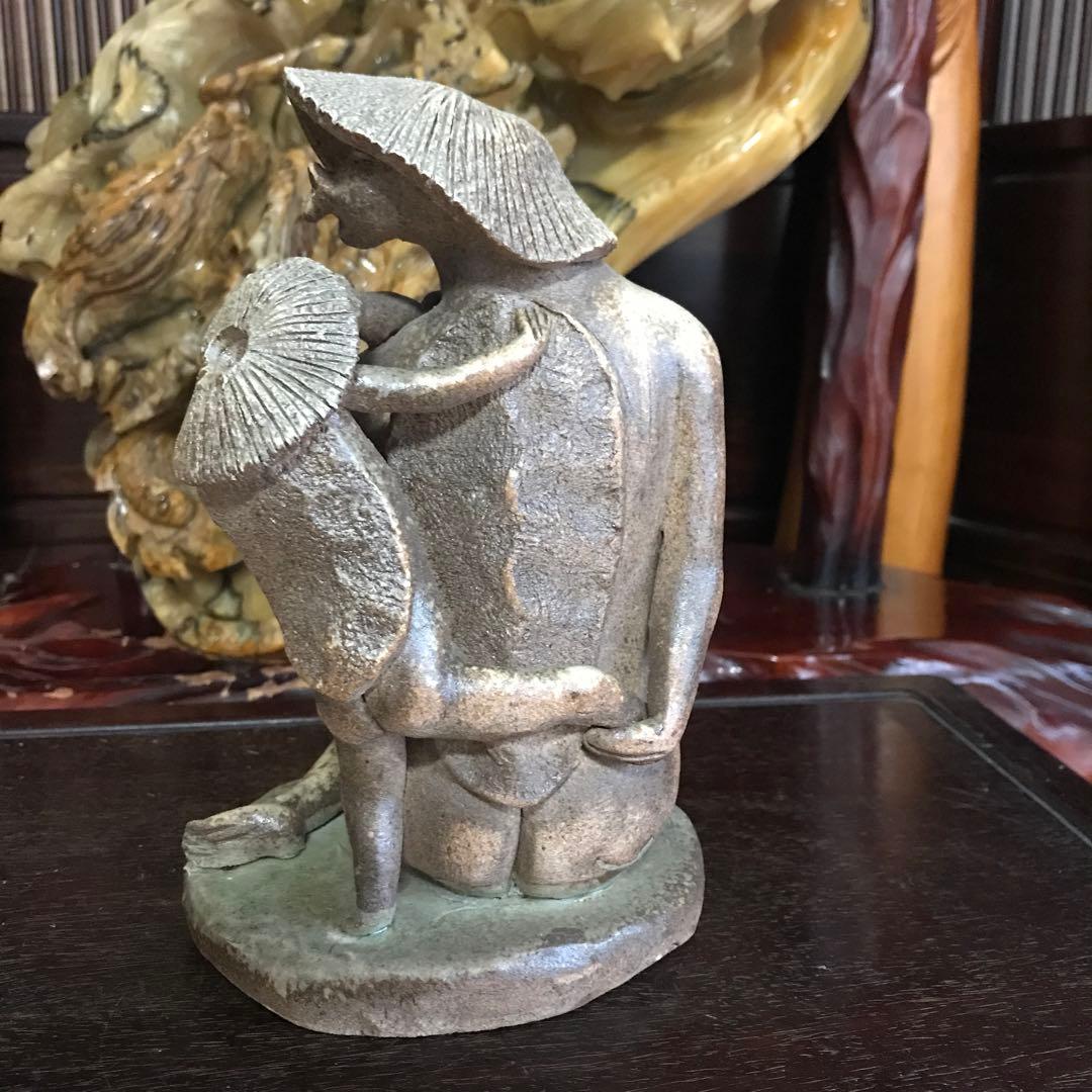 陶器　置物　信楽焼　備前焼　希少　裸婦　河童　親子像