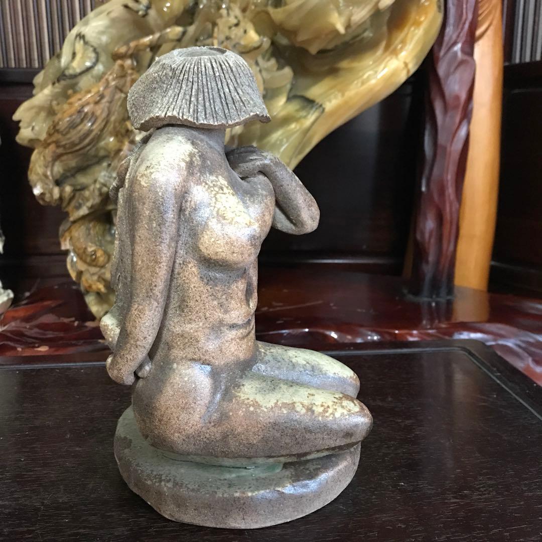 陶器　置物　信楽焼　備前焼　希少　裸婦　河童　親子像