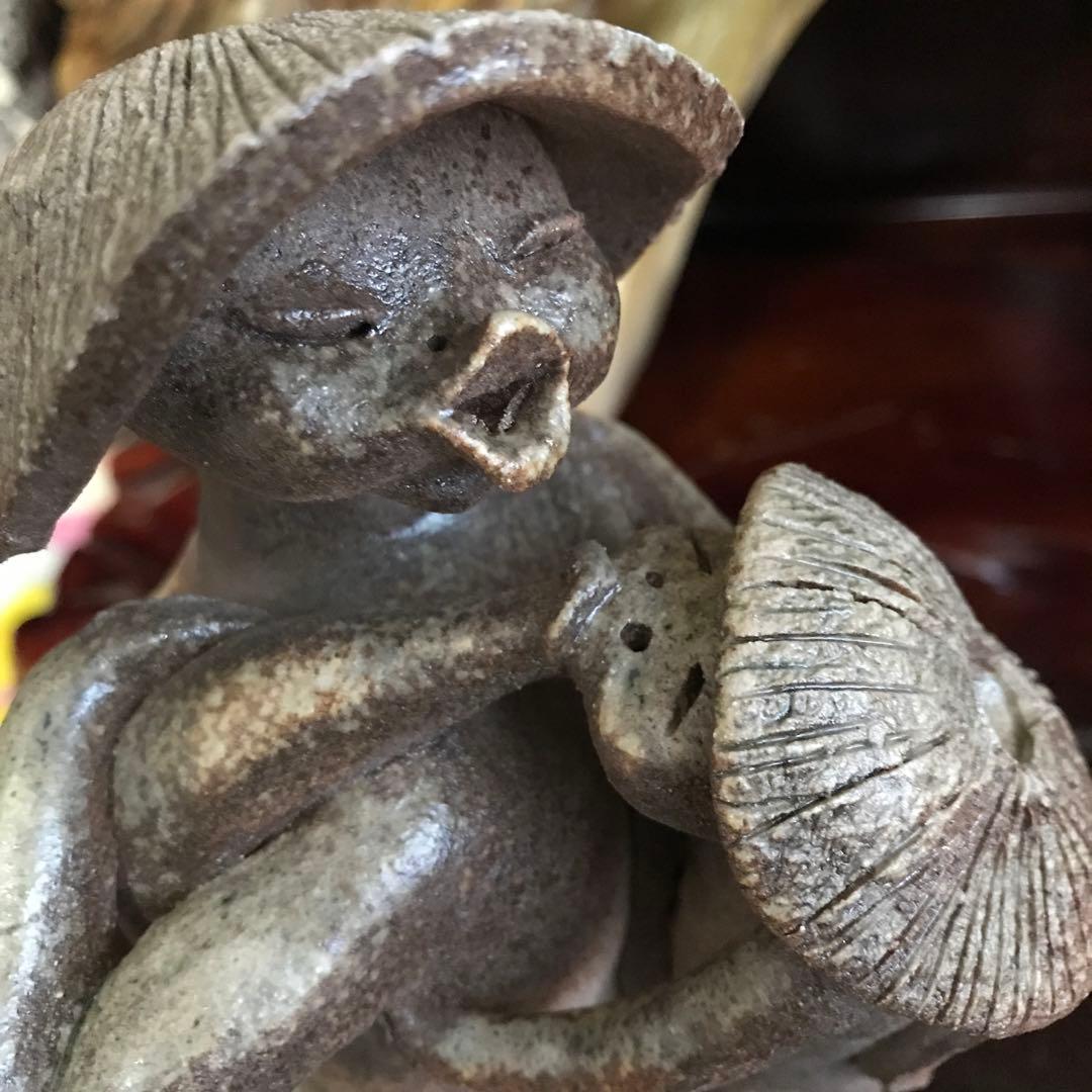 陶器　置物　信楽焼　備前焼　希少　裸婦　河童　親子像