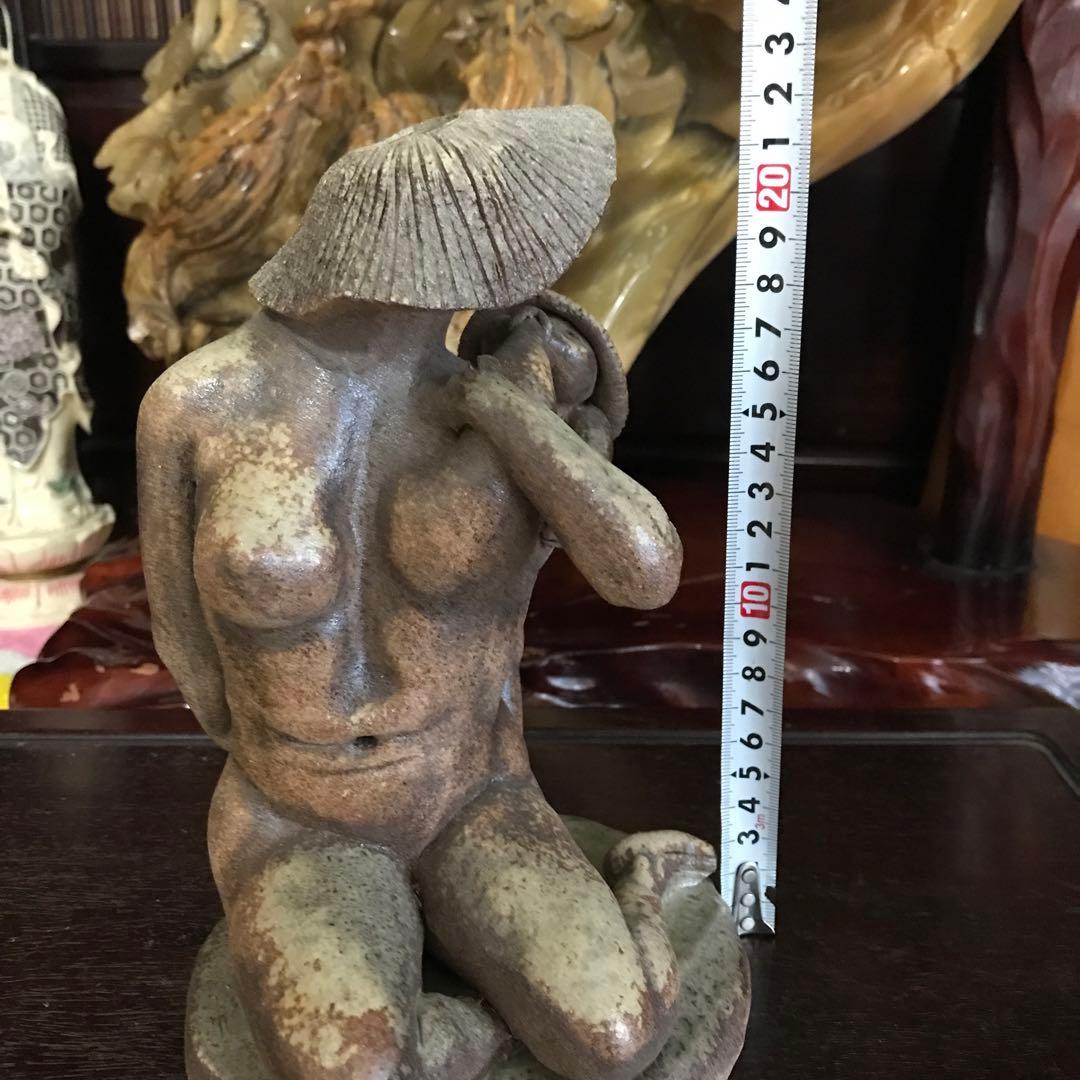 陶器　置物　信楽焼　備前焼　希少　裸婦　河童　親子像