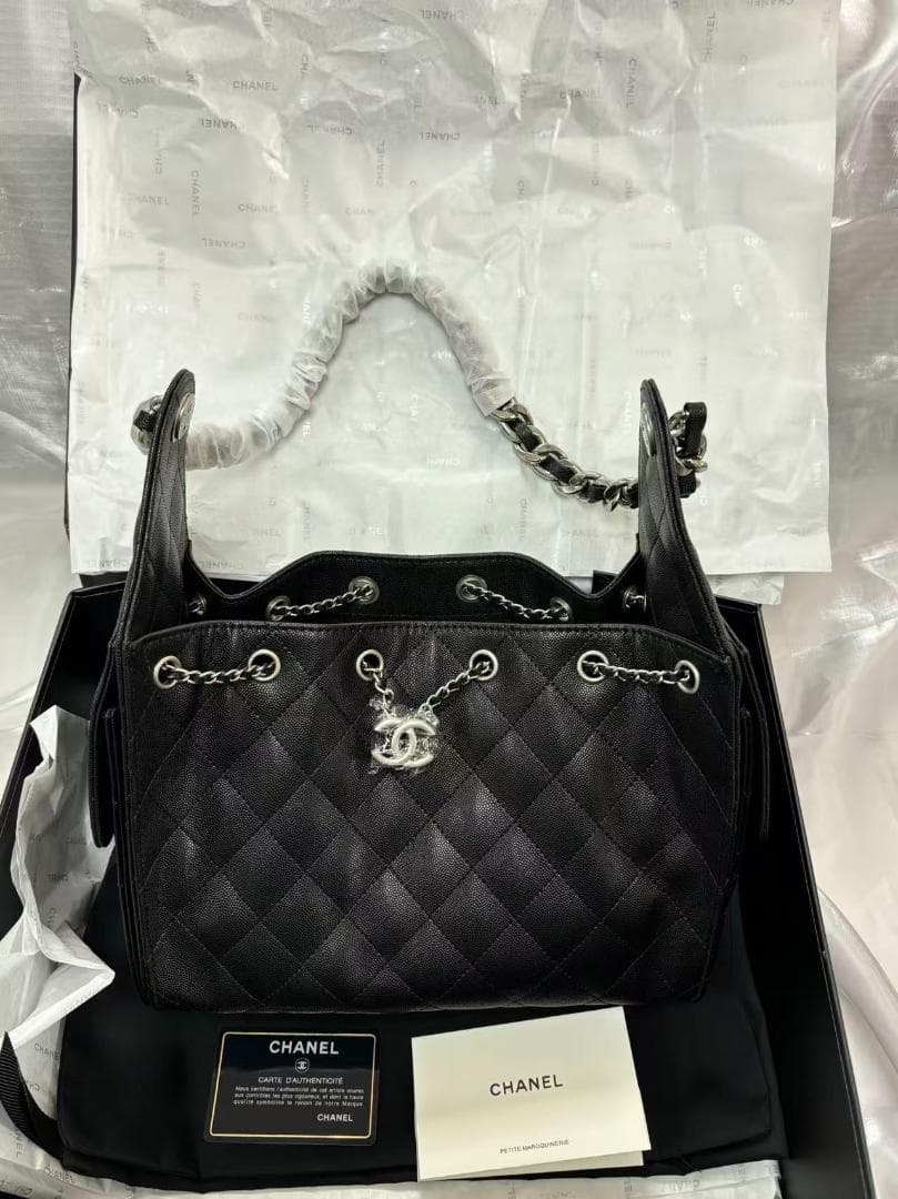 極美品 未使用 25SS ブラック キルティング バッグ~~~