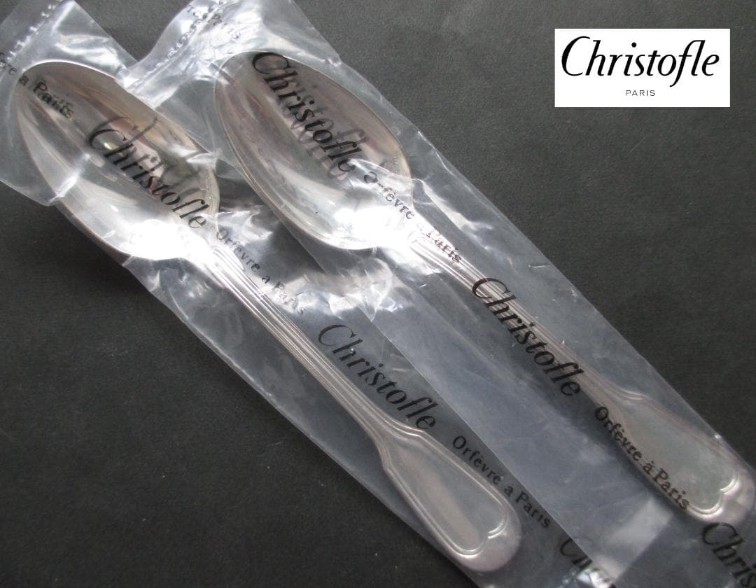 未使用☆仏蘭西高級銀器クリストフルシルバー　コーヒースプーン２本セット　　シノン