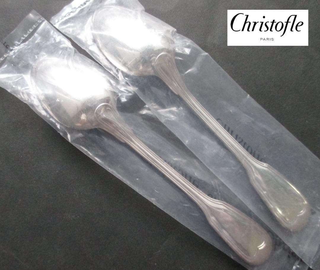 未使用☆仏蘭西高級銀器クリストフルシルバー　コーヒースプーン２本セット　　シノン