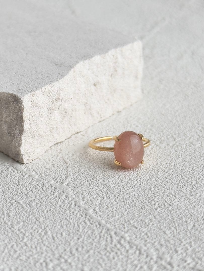 d587 新春特別価格　再…販＊ 天然石リング　ピーチムーンストーン