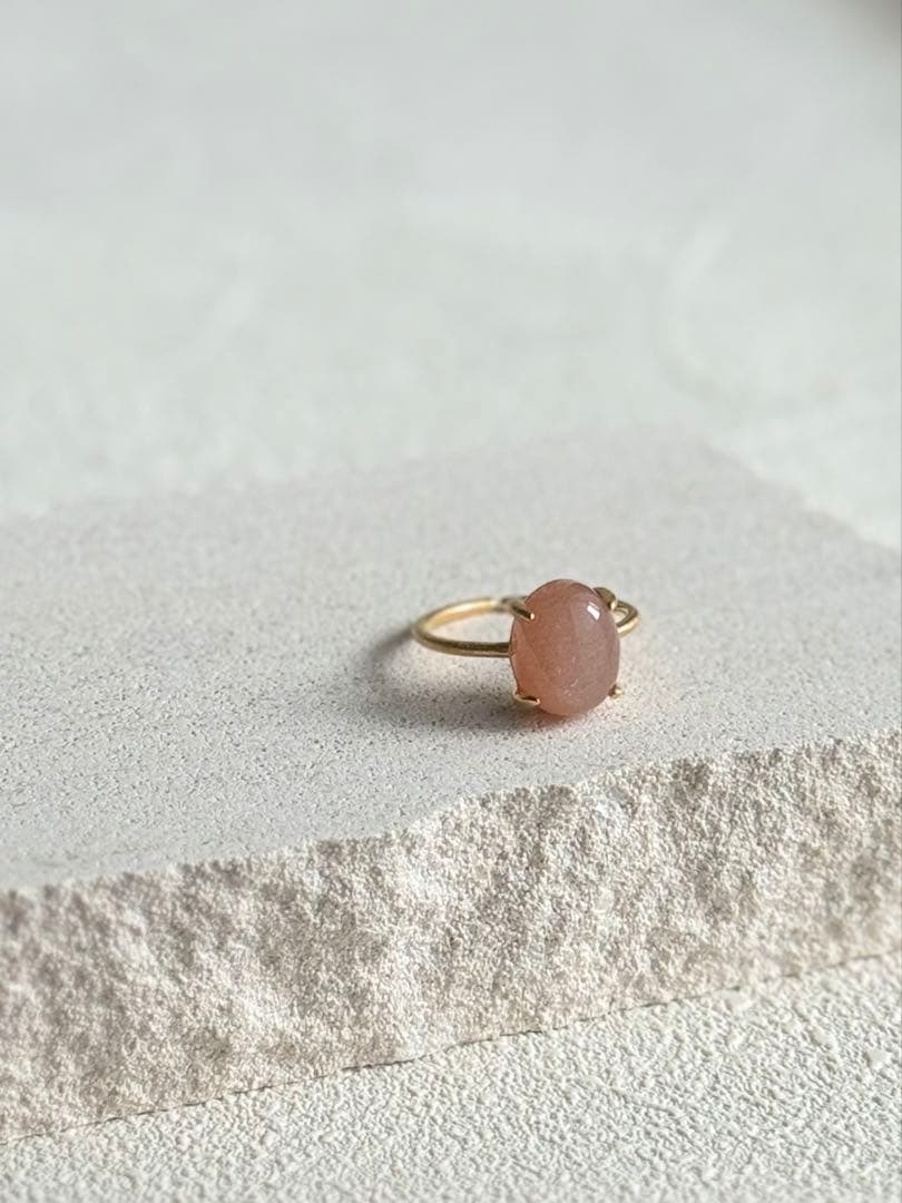 d587 新春特別価格　再…販＊ 天然石リング　ピーチムーンストーン