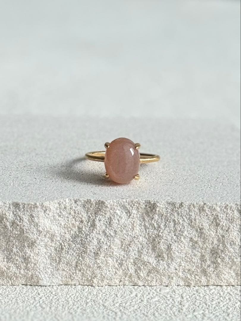 d587 新春特別価格　再…販＊ 天然石リング　ピーチムーンストーン