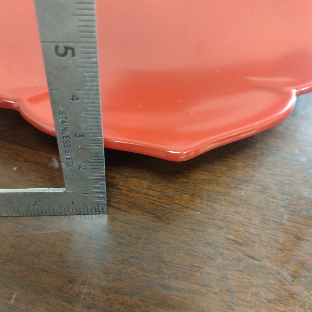 漆塗り　輪花皿　5枚セット　古代朱　漆器　中皿　盛皿　銘々皿　和食器　桔梗皿