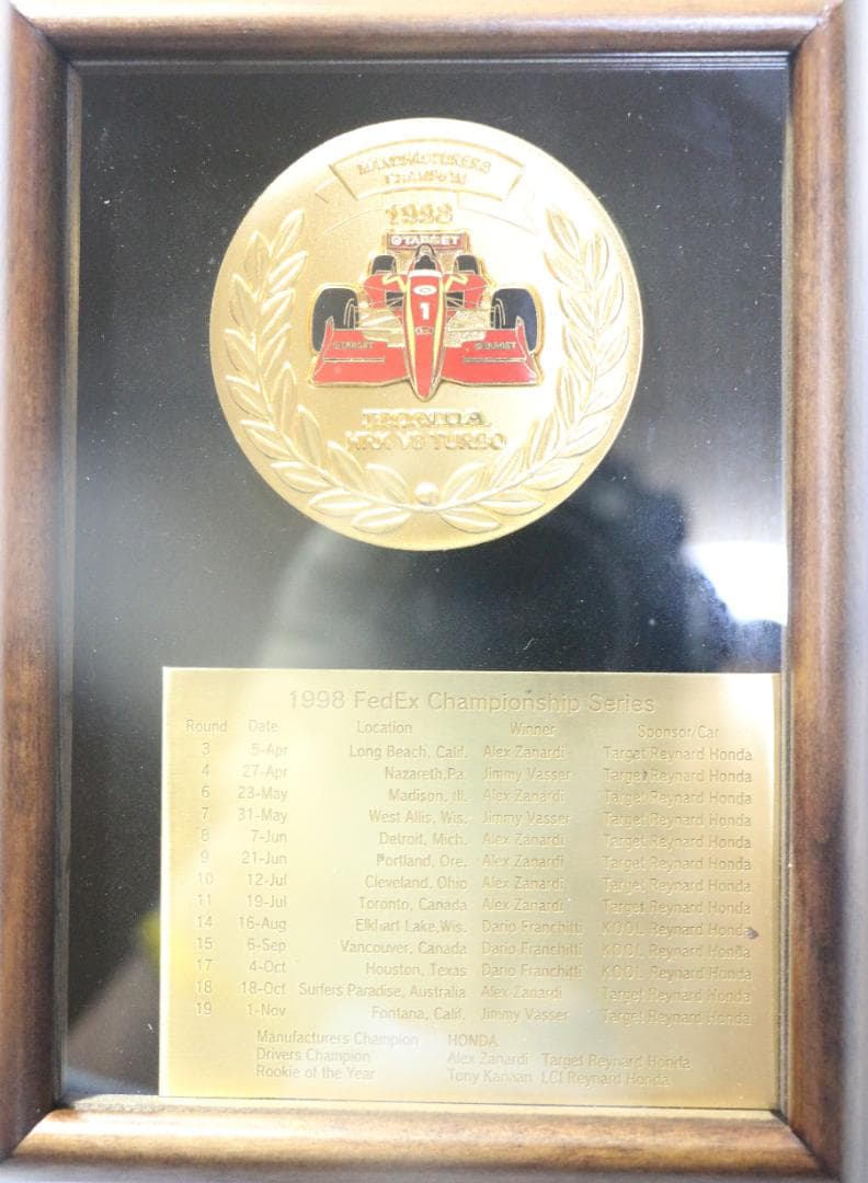 希少　ホンダコレクション　１９９８　インディーカーレースシリーズ優勝記念プレート