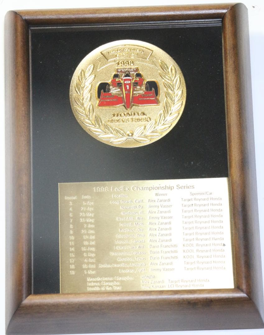 希少　ホンダコレクション　１９９８　インディーカーレースシリーズ優勝記念プレート