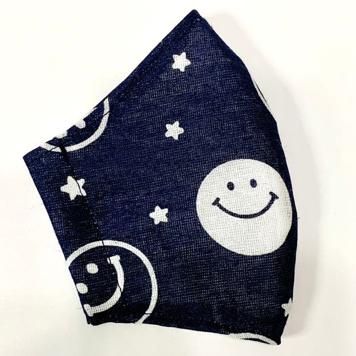 No.252 オーダーマスク　ハンドメイド　スマイル　ネイビー　おまとめ割