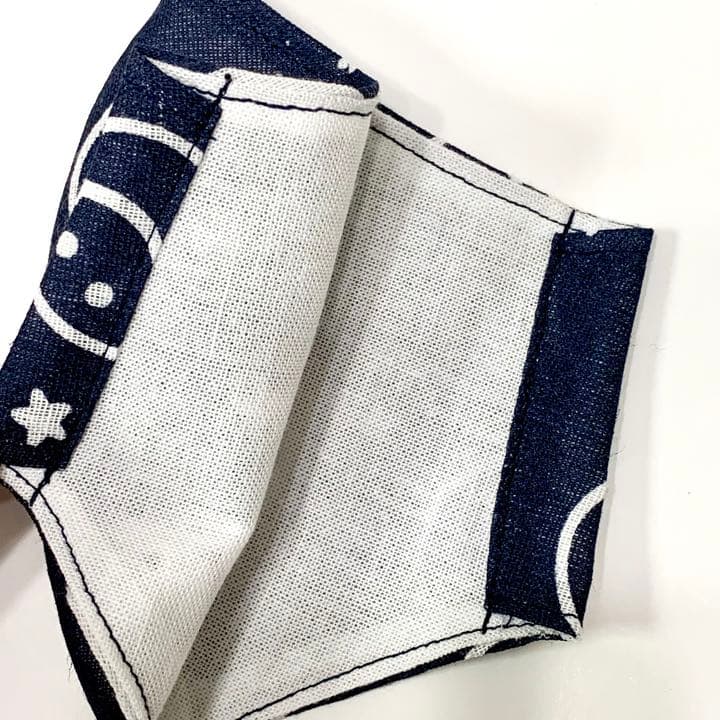 No.252 オーダーマスク　ハンドメイド　スマイル　ネイビー　おまとめ割