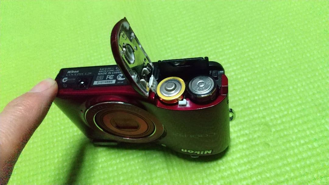 動作確認済 単三電池 NikonCOOLPIX L28レッドSDカード付デジカメ